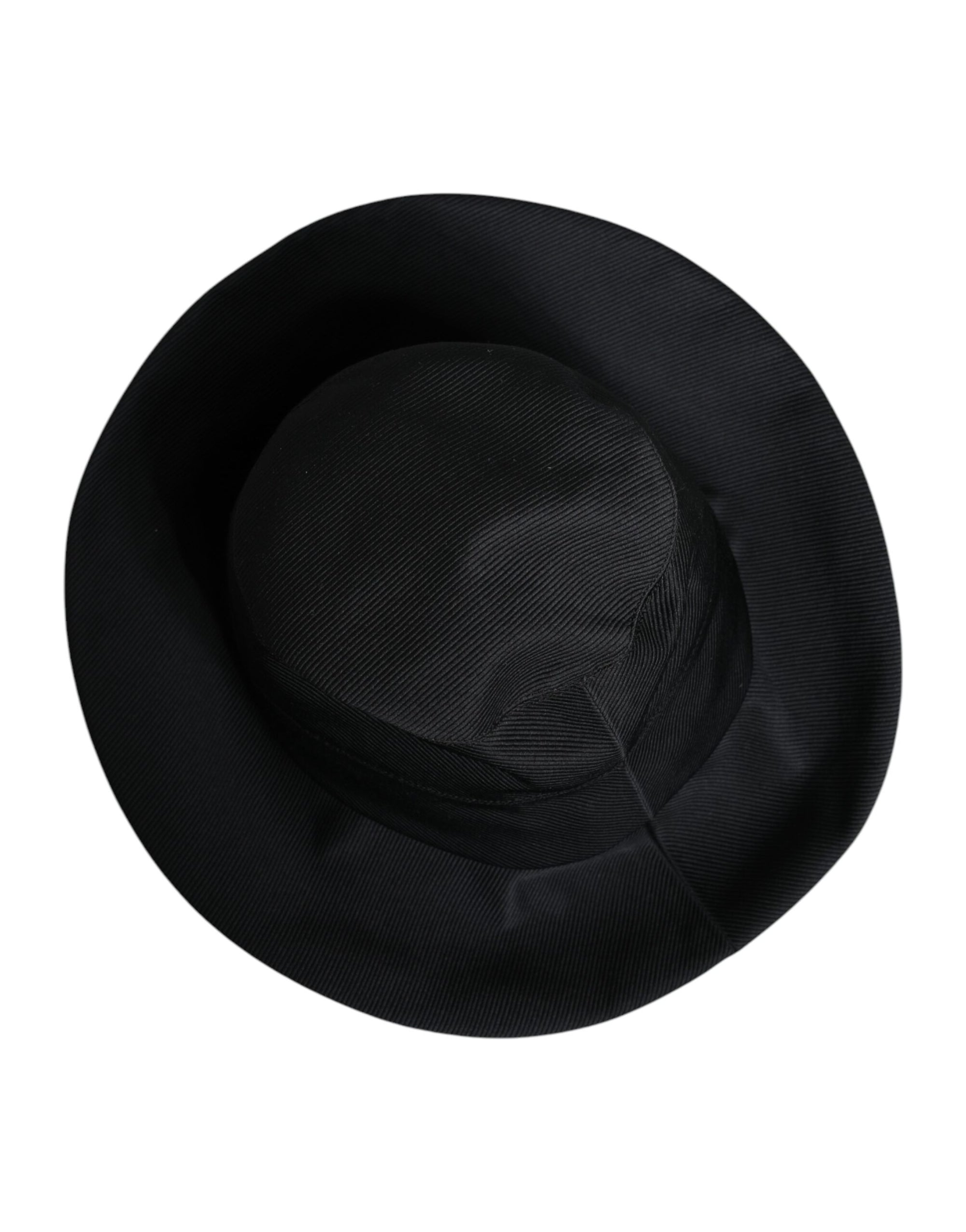 Dolce & Gabbana Black Cotton Wide Brim Fedora Hat