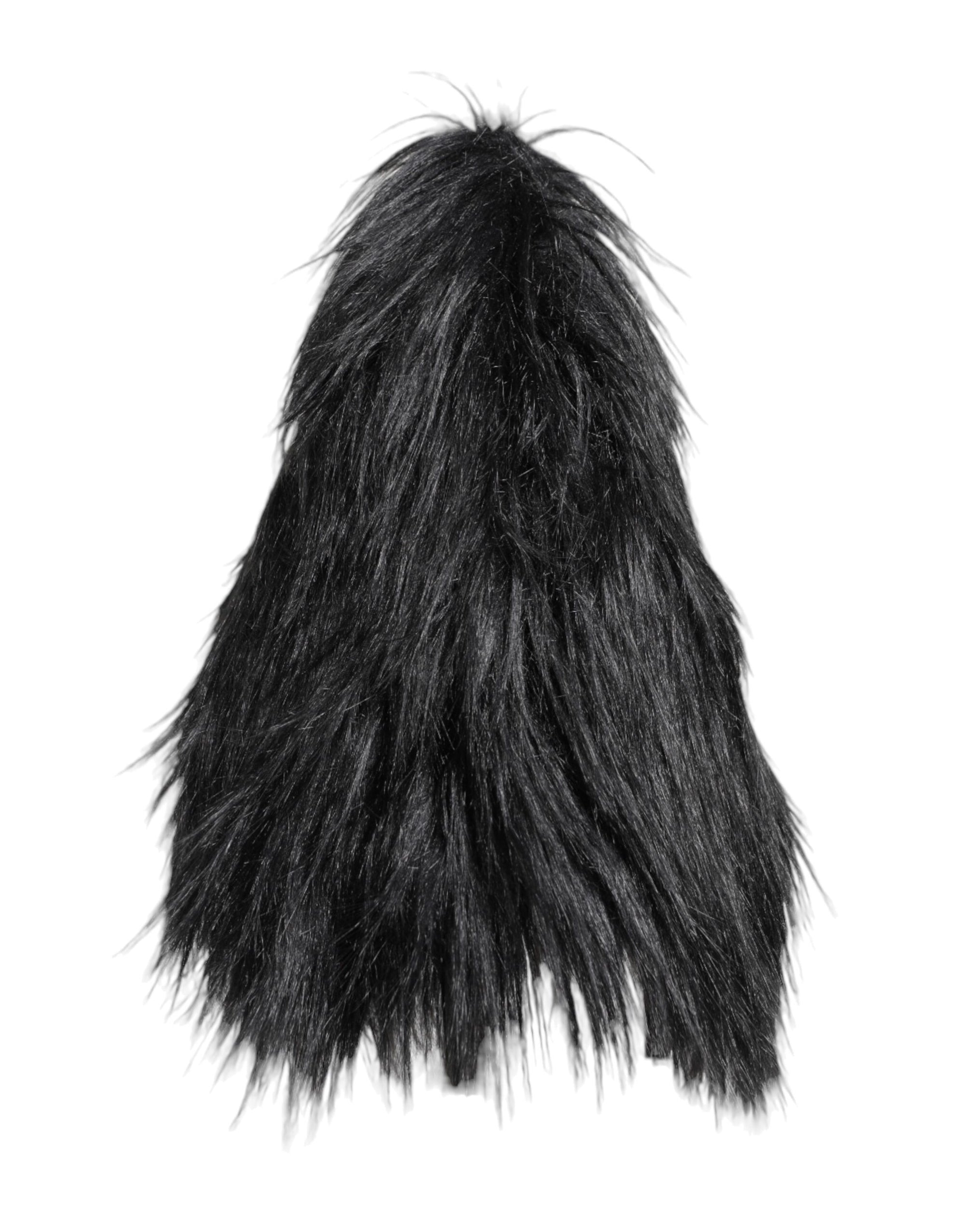 Dolce & Gabbana Black Acrylic Fur Womens Bucket Hat