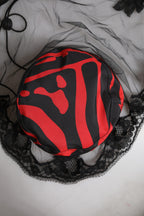 Dolce & Gabbana Black Red Stripes Lace Tulle Bucket Hat