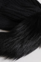Dolce & Gabbana Black Acrylic Knitted Fur Winter Beanie Hat