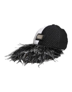 Dolce & Gabbana White Black Polka Dot Feathers Baseball Cap