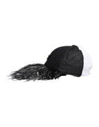 Dolce & Gabbana White Black Polka Dot Feathers Baseball Cap