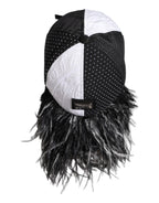 Dolce & Gabbana White Black Polka Dot Feathers Baseball Cap