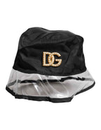 Dolce & Gabbana Black Nylon PVC DG Logo Bucket Hat