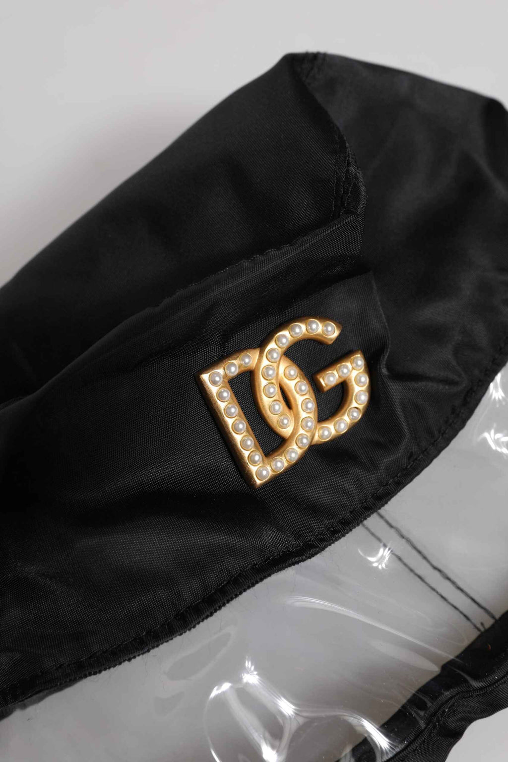 Dolce & Gabbana Black Nylon PVC DG Logo Bucket Hat