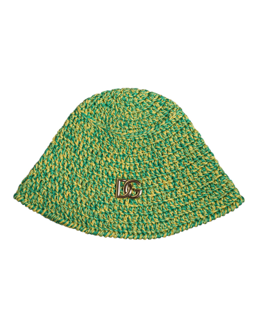 Dolce & Gabbana Green Cotton Crochet DG Logo Bucket Hat