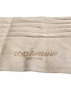 Dolce & Gabbana Beige Cotton Stretch Logo Mid Calf Socks