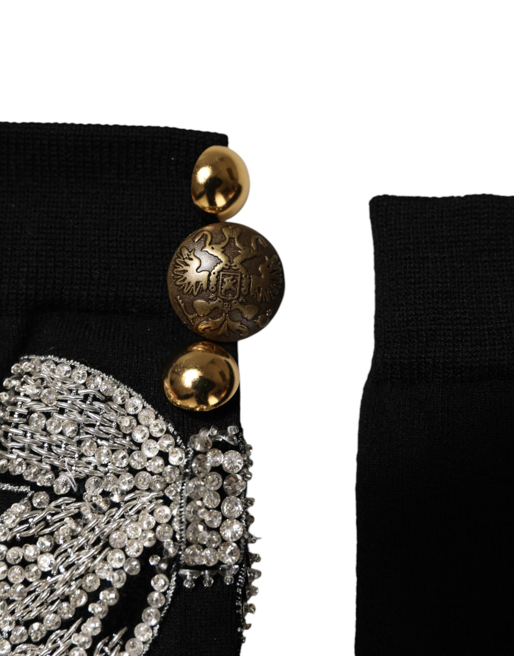 Dolce & Gabbana Black Knit Floral Crystal Embellishment Socks