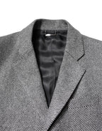 Dolce & Gabbana Gray Wool Single Breasted Trench Coat Jacket