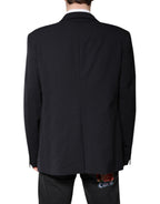 Dolce & Gabbana Dark Blue Wool Single Breasted Coat Blazer