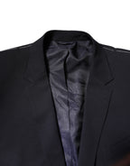 Dolce & Gabbana Dark Blue Wool Single Breasted Coat Blazer