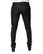 Dolce & Gabbana Black Floral Jacquard Mid Waist Dress Pants