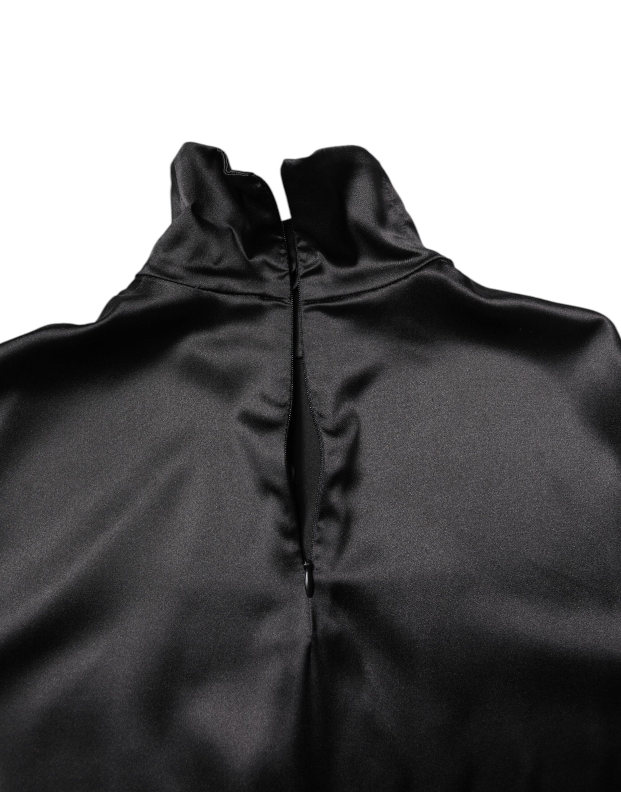 Dolce & Gabbana Black Silk Turtleneck Men Pullover Sweater