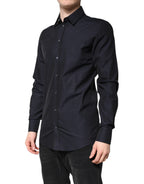 Dolce & Gabbana Black Cotton GOLD Men Dress Formal Shirt