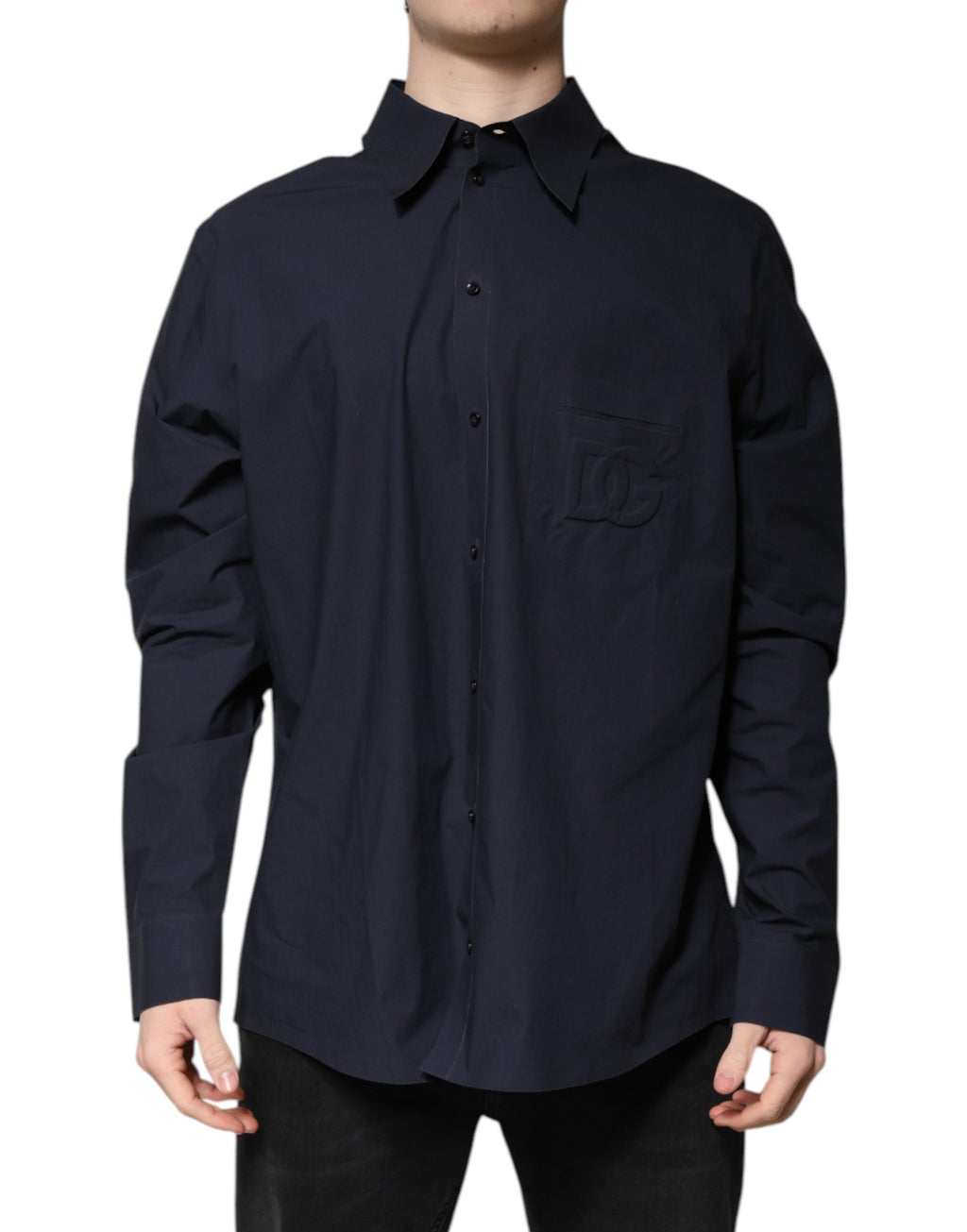 Dolce & Gabbana Dark Blue Cotton Long Sleeve Shirt
