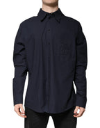 Dolce & Gabbana Dark Blue Cotton Long Sleeve Shirt