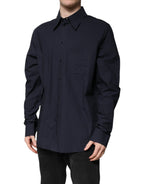 Dolce & Gabbana Dark Blue Cotton Long Sleeve Shirt