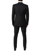 Dolce & Gabbana Black Wool Single Breasted 2 Piece Suit