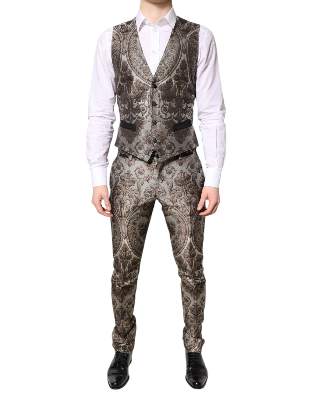 Dolce & Gabbana Multicolor Jacquard Single Breasted 3 Piece Suit