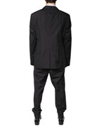 Dolce & Gabbana Black Cotton Single Breasted 2 Piece Suit