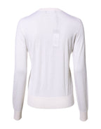Dolce & Gabbana White Cashmere Crew Neck Top Cardigan Sweater