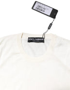 Dolce & Gabbana White Silk Round Neck Sleeveless Tank Top