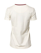 Dolce & Gabbana White Cotton Print Short Sleeves Top T-shirt