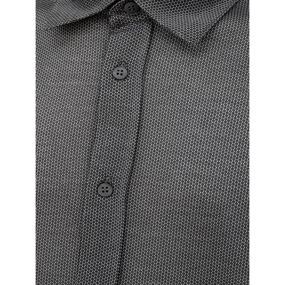 Canali Gray Cotton Pattern Shirt
