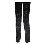 Dolce & Gabbana Black Floral Lace Cotton Stretch Stockings Socks