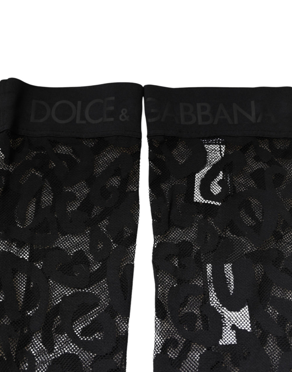 Dolce & Gabbana Black Floral Lace Cotton Stretch Stockings Socks