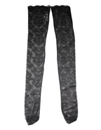 Dolce & Gabbana Black Floral Lace Cotton Stretch Stockings Socks