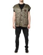 Dolce & Gabbana Brown Logo Plaque Quilted Vest Jacket
