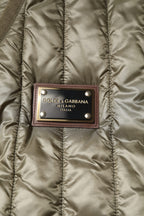 Dolce & Gabbana Brown Logo Plaque Quilted Vest Jacket
