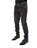 Dolce & Gabbana Gray Washed Cotton Skinny Denim Jeans