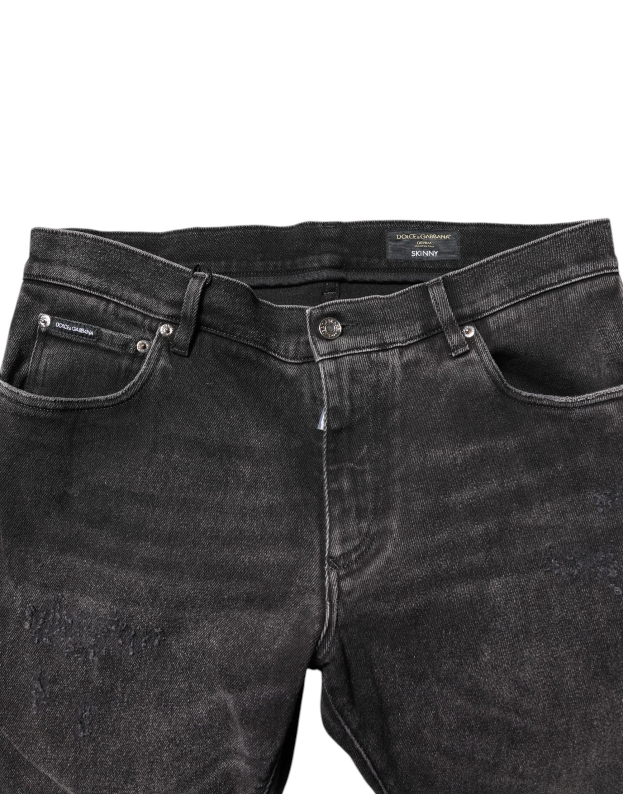 Dolce & Gabbana Gray Washed Cotton Skinny Denim Jeans