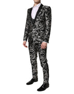 Dolce & Gabbana Black Gray MARTINI Jacquard Men 3 Piece Suit