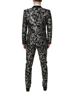 Dolce & Gabbana Black Gray MARTINI Jacquard Men 3 Piece Suit