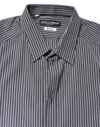 Dolce & Gabbana Black White Striped GOLD Formal Dress Shirt