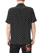 Dolce & Gabbana Black Polka Dot Short Sleeves Casual Shirt