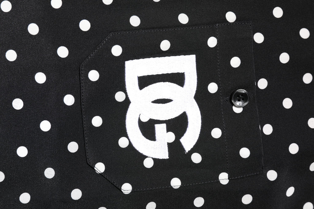 Dolce & Gabbana Black Polka Dot Short Sleeves Casual Shirt