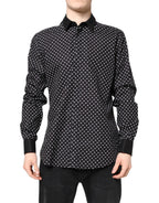 Dolce & Gabbana Black Polka Dot Cotton Formal Dress Shirt