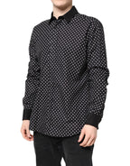 Dolce & Gabbana Black Polka Dot Cotton Formal Dress Shirt
