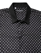 Dolce & Gabbana Black Polka Dot Cotton Formal Dress Shirt