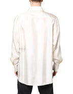 Dolce & Gabbana Ivory Silk Long Sleeves Men Casual Shirt