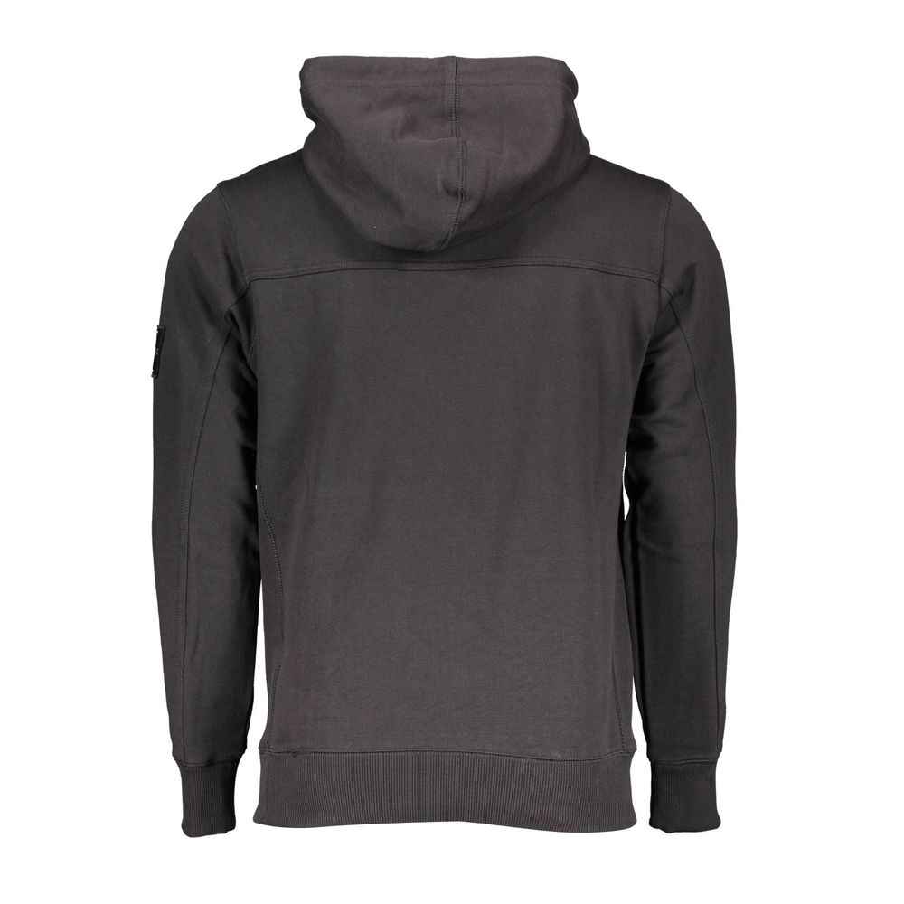 Calvin Klein Black Cotton Men Sweater with Central Pocket and Hood