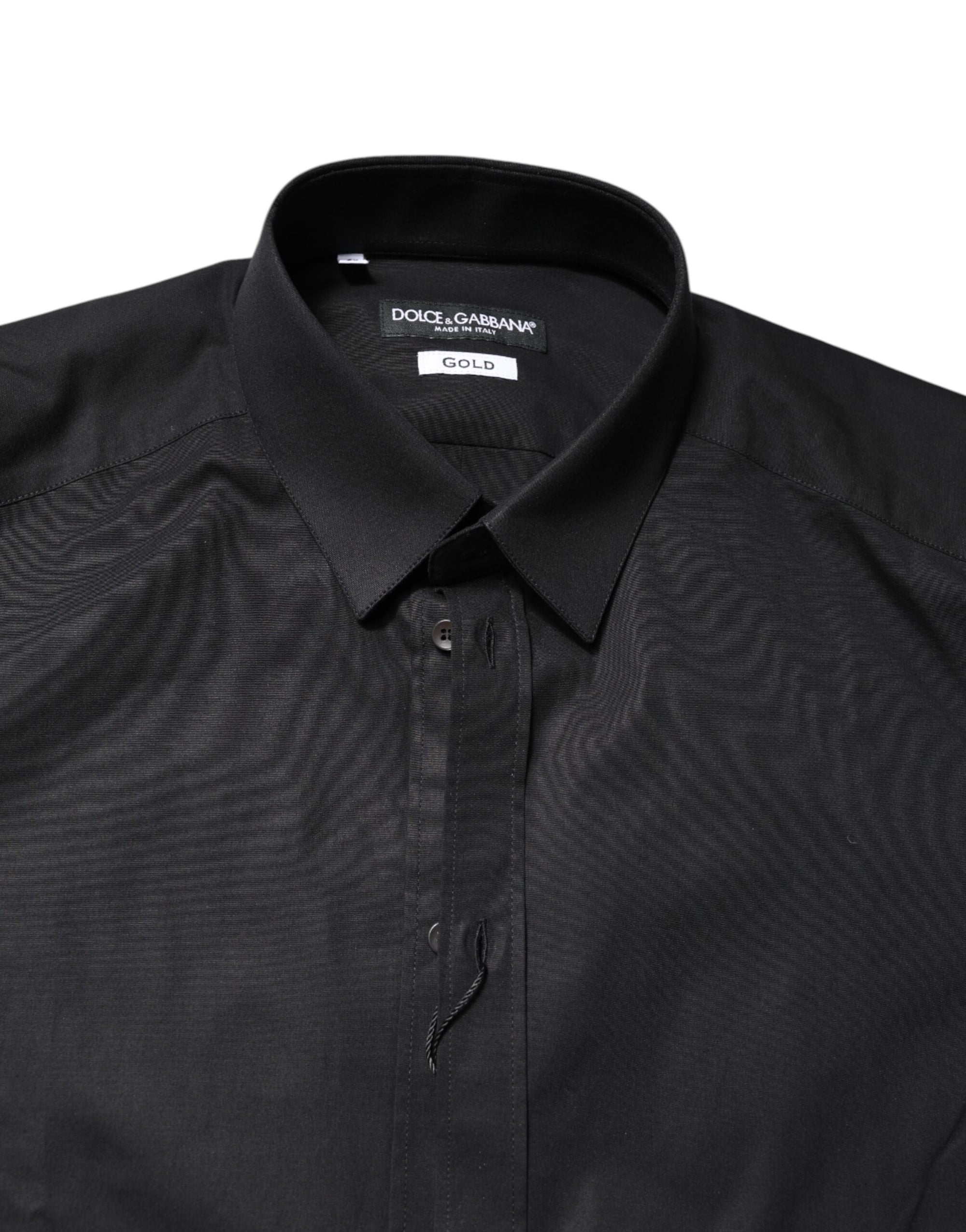 Dolce & Gabbana Black GOLD Cotton Long Sleeves Dress Shirt