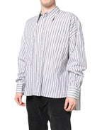 Dolce & Gabbana White Black Stripe Button Down Casual Shirt