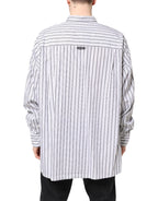 Dolce & Gabbana White Black Stripe Button Down Casual Shirt