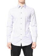Dolce & Gabbana White Stripes GOLD Cotton Formal Shirt