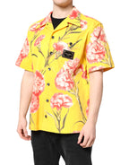 Dolce & Gabbana Yellow Floral Men Button Down Casual Shirt